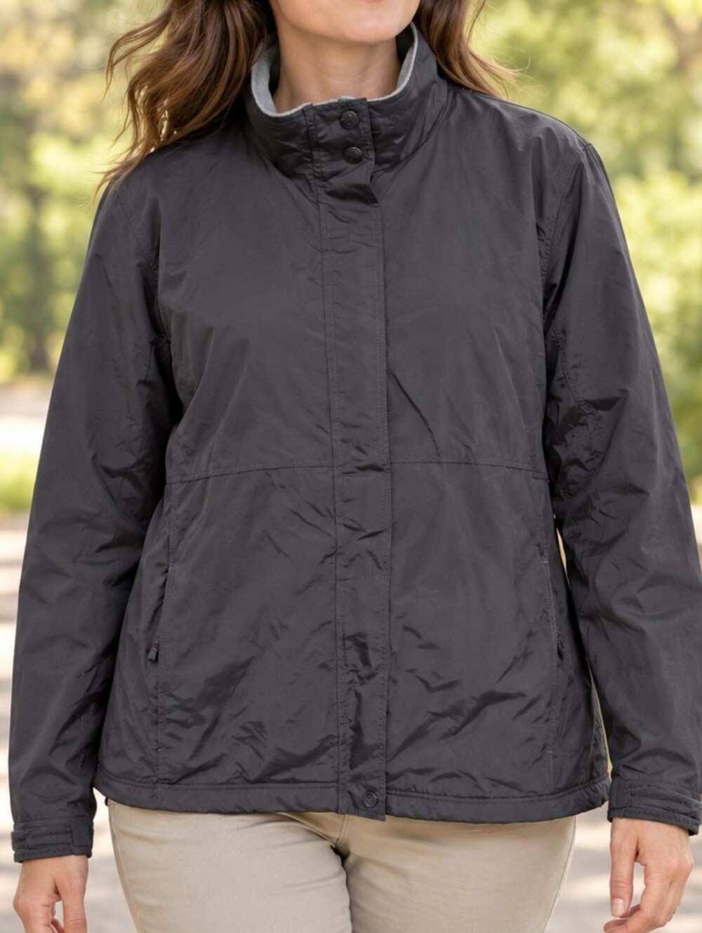 L.L. Bean Women's Black Utility Jacket with Stand Collar